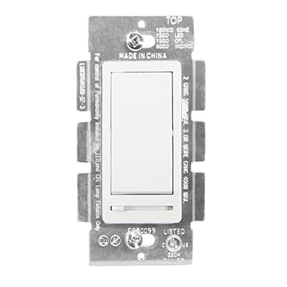 Maxxima LED Dimmer Light Switch, White, 3-Way/Single Pole Use, 2 Pack | 600 Watt Max, LED and Incandescent Compatible, Wall Plate Cover Included, - color: White, size: 2 Pack