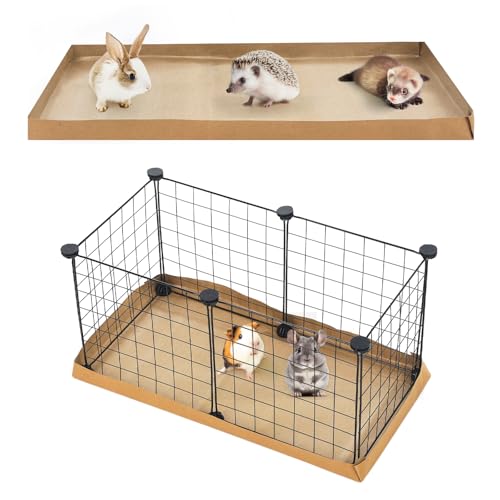AmazingSpark 12 Pcs 49.2" x 25.6" Disposable Guinea Pig Cage Liners 4 x 2 ft Cage Disposable Bottom Waterproof Kraft Paper Liner Bag for Guinea Pigs Bedding Small Animal Pet Supplies