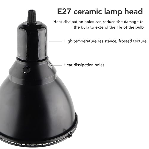 Reptile Light Fixture, Deep Dome E27 Socket Heat and UVB Lamp Holder for Terrariums Ceramic Aluminum 120V US Plug 5.2ft Cord Protective Net 1 Pack
