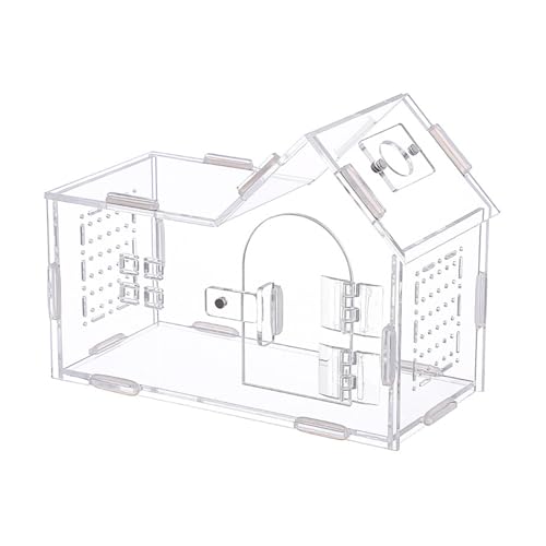 Reptile Feeding Box Critter Keeper Portable Transparent Animal Habitat Cage Hatching Container for Frog Bearded Dragon Gecko (7.87x3.94x5.91inch)