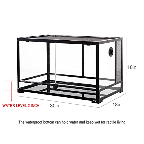 WACOOL Tempered Glass 40 Gallon Reptile Tank, Front Opening Reptile Terrarium 30" x 18" x 18" for Bearded Dragon Gecko Lizard, Top Screen Ventilation & Anti Escape Lid - size: 30" x 18" x 18"(40 Gallon)