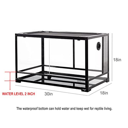 WACOOL Tempered Glass 40 Gallon Reptile Tank, Front Opening Reptile Terrarium 30" x 18" x 18" for Bearded Dragon Gecko Lizard, Top Screen Ventilation & Anti Escape Lid - size: 30" x 18" x 18"(40 Gallon)