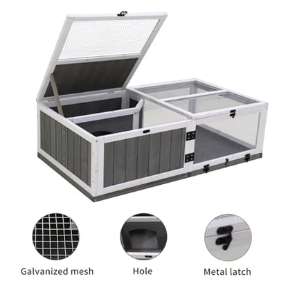 43" Upgrade Wooden Turtle House - Solid Wood Grey - Indoor Outdoor Use - Durable Reptile Cage