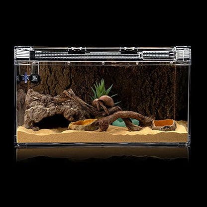 OMEM Reptile Rock Hide Cave Large Right-Angle Hideout Breeding Box Shelter Terrarium Habitat Decor (Small) - size: Small