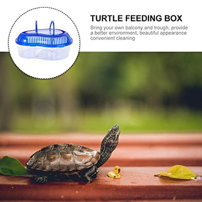ULTECHNOVO Turtle Tank Drying Platform with Handle Cover Large 12.6X9.1X5.3In Plastic Habitat for Turtle Resting Swimming Sunning Egg Laying