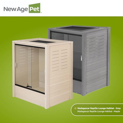 New Age Pet® Madagascar Vertical Reptile Lounge Habitat, (30" L x 24" W x 36" H) Arboreal Chameleon Cage Made with ECOFLEX®, Non-Toxic & Eco-Friendly Materials, Quick & Easy Assembly - color: Grey
