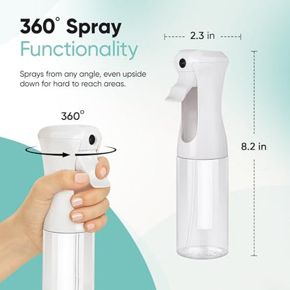 Aquableu Spray Bottle for Hair – Continuous Mist Spray Bottle for Hair Care, Styling, Cleaning, Plants, Pets & Essential Oils (Pack of 2 - Clear, 6.76oz/200ml) - color: Clear - Pack of 2