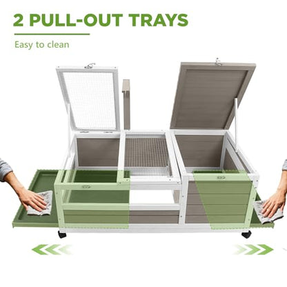 Tortoise Habitat with Lamp Holder in Indoor & Outdoor, Wooden Turtle Enclosure Table with 4 360° Lockable Wheels, Leakproof Tray, Openable Roof for Tortle, Lizard, 78" L x 23" W x 14" H - size: 78"L x 23"W x 14"H
