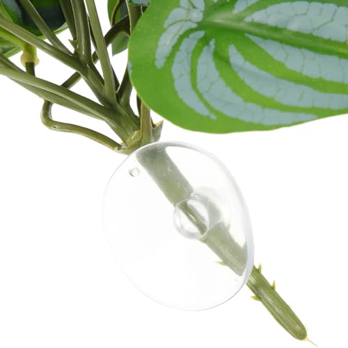 DOITOOL Artificial Reptile Plants Leaves 2pcs Set with Suction Cup Realistic Simulation Terrarium Decor for Reptile Tank Habitat 23 Watermelon Leaves for Snake Lizard Amphibian Enclosure