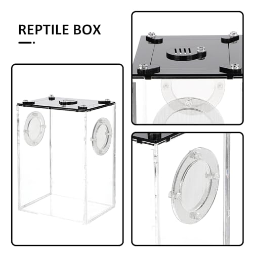COHEALI Transparent Acrylic Reptile Breeding Box for Lizards Snakes Tarantulas Frogs Small Turtles Spacious Safe Terrarium Tank with View for Insect Hermit Crab Habitat