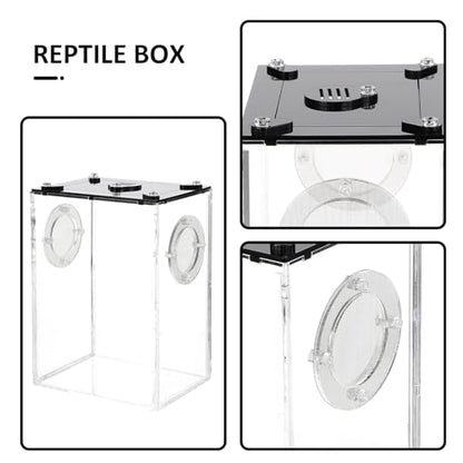 COHEALI Transparent Acrylic Reptile Breeding Box for Lizards Snakes Tarantulas Frogs Small Turtles Spacious Safe Terrarium Tank with View for Insect Hermit Crab Habitat