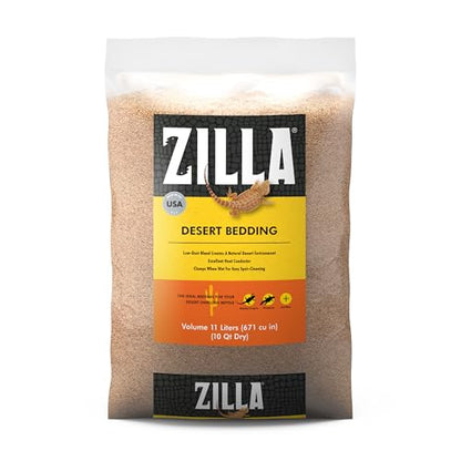 Zilla Desert Bedding, Substrate for Reptile Terrariums, Ideal for Bearded Dragons, Uromastyx, and More, 10 Quarts