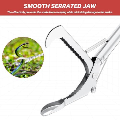 Likorlove 50" Collapsible Snake Grabber Tongs, Stainless Steel Snake Catcher Tool with Wide Jaws & Non-Slip Handle – Humane Reptile Handling Tool for Home, Yard & Outdoor Safety - color: Red