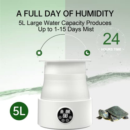 5L Foldable Automatic Reptile Mister with Timer, Fogger System with 360Adjustable Nozzles, Humidifier for Lizard, Snake, Amphibian, Frog, Plants, Terrarium