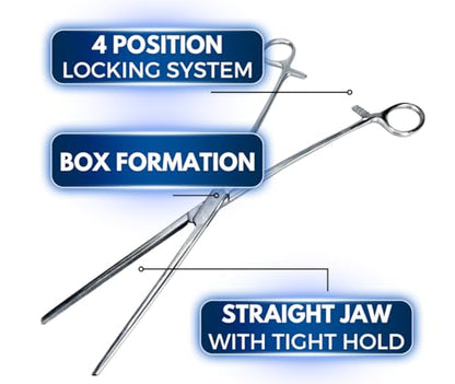 ADROIT 8" Straight and Curved Tip Hemostat Forceps | Stainless Steel Design | Small Teeth On Jaws | Locking Mechanism Built in | Great for Sewing, Fishing, Jewelry Making - size: 8", style: Straight & Curved