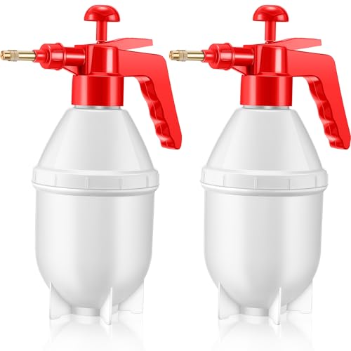 Ziliny 2 Pcs50 oz Handheld Pump Spray Bottle Garden Mister Spray Bottles Lawn Pressure Hand Pump Sprayer with Adjustable Nozzle for Chemicals Watering Weeds Plants and Cleaning (Red) - color: Red, size: 50 oz