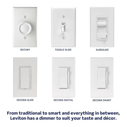 Leviton Toggle Slide LED Advanced Dimmer Switch for 150W Dimmable LED, Halogen and Incandescent Bulbs and Fixtures, TSL01-10G, Gray - color: Gray