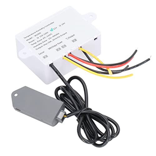 Digital Temperature Humidity Controller | Intelligent Thermostat Switch 12V 220W | Dual Display for Greenhouse / Reptile Enclosure / Incubator | PC ABS Fireproof Shell