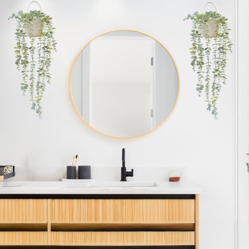 Fake Hanging Plant, Eucalyptus in Wall Woven Planters | Artificial Faux Plants, Soft Green, Cotton Hanger, 2PCS, Indoor Decor - size: Cotton Hanger-2PCS