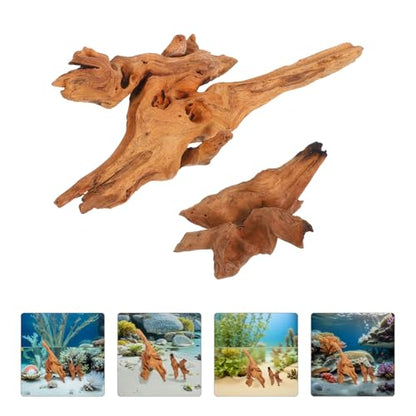 Natural Aquarium Driftwood 2pcs Mini Fish Tank Decoration 10-15cm 25-30cm Freshwater Wood for Reptile Terrarium Climbing Branch and Aquascaping