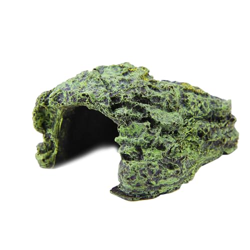 Reptile Hideout Cave Hide Small Resin Shelter Basking Decor for Terrarium Aquarium Gray 1 Pack 3.5 x 2.8 x 1.6 in Rock Style Secure Climbing Hide