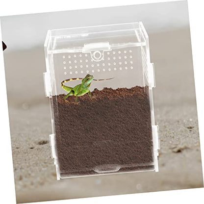BESPORTBLE Clear Acrylic Reptile Breeder Box with Ventilation Transparent Terrarium for Spiders Geckos and Pets Reptile Feeding and Storage Case - size: 10x8cm