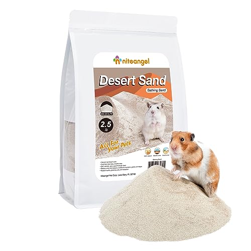 Niteangel Hamster Desert Bath Sand | No-Dust Bath or Potty Litter for Hamsters, Chinchillas, Gerbils, Mice, Degus and Other Small Pets (Desert Sand & Zeolite Particles, 2.5LB/40oz) - color: Desert Sand & Zeolite Particles, size: 2.5LB/40oz