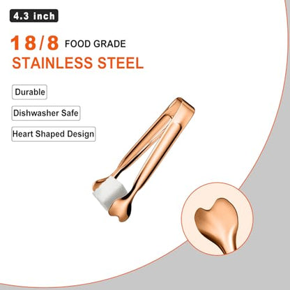 Mini Serving Tongs, Anytrp 18-Packs Stainless Steel Sugar Tongs, 4.3inch Ice Tongs Kitchen Tong Appetizers Tong for Coffee Bar, Tea Party, Desserts Party, Sugar and Ice Bucket - color: Rose Gold, size: 4.3inch