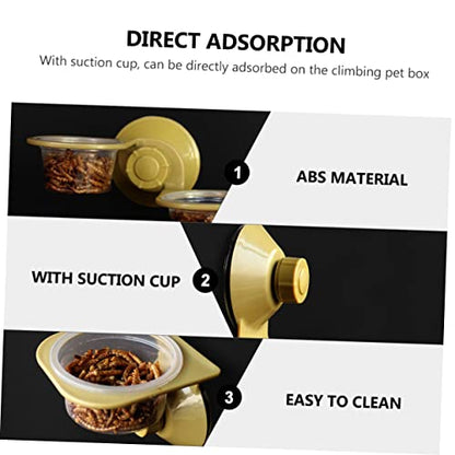BESPORTBLE 2pcs Wall-Mounted Lizard Feeding Basin Automatic Reptile Pet Feeder Water Dish for Reptiles Like Gecko Snake Turtles Safe Material