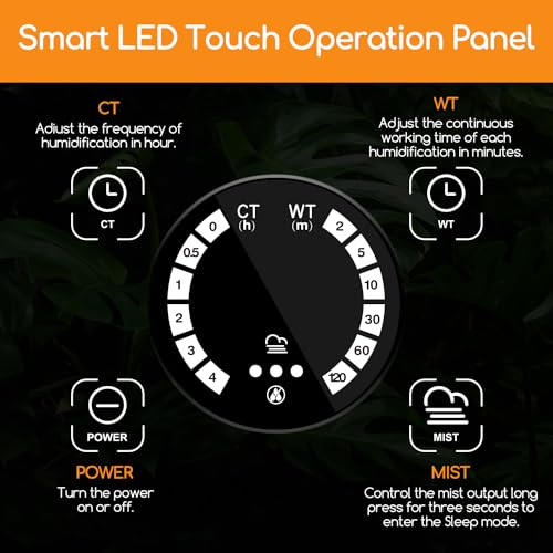 Reptile Fogger Humidifier with Timing, 4L Large Digital Reptile Fogger Terrarium Humidifiers with Double Extension Tube Automatic Reptile Misting System