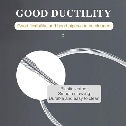 Stainless Steel Drain Pipe Cleaning Spring Stick, Hair Catching Claw Wire, Sink Sewer Clog Dredge Remover, Basin Cleaner, Flexible Grabber Pickup Tool, Retractable Cable (5ft (160cm), Black)