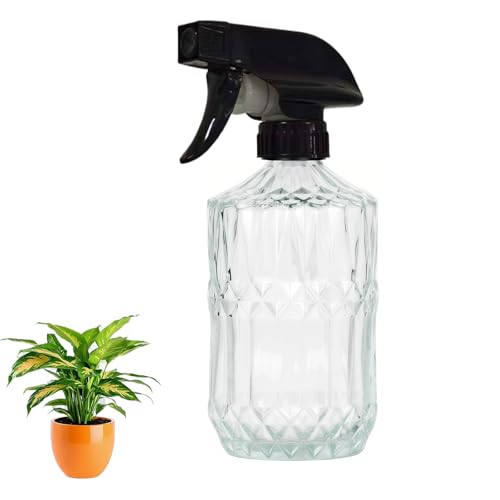 YYTSGG Clear Glass Handheld Spray Bottle, 15oz Refillable Plant Mister Bottle, Water Spray Bottle with Adjustable Mist Nozzle for Indoor Flowers, Outdoor Gardening, Cleaning, Hair and Pets Care - color: Clear