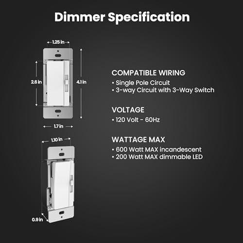 Feit Electric Paddle Dimmer Switch for Dimmable LED Light Bulbs, Single Pole or 3-Way Toggle Light Switch, Overheat Protection, Wall Plates & Installation Hardware Included, 2 Pack - style: PADDLE DIMMER