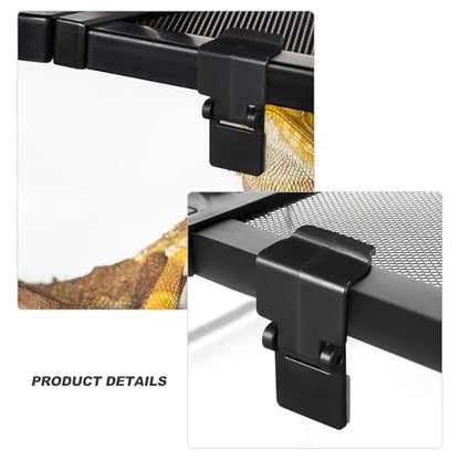 KOMBIUDA 4pcs Reptile Feeding Terrarium Buckle: Anti-Escape Lock Clips for Turtle Tanks Amphibious Breeding Box Latches Secure Pet Cage Accessories