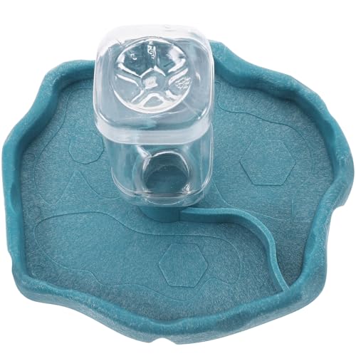 FRCOLOR Automatic Reptile Water Feeder and Food Dish with Reservoir, Lake Blue Reptile Tank Accessory for Turtles, Bearded Dragons, and Lizards