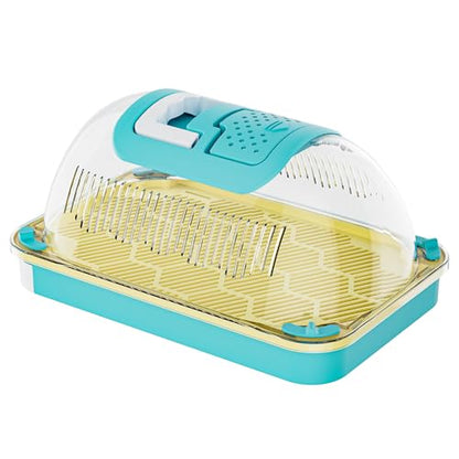 Small Animal Carrier & Insect Carrier with Clear View Lid – Ventilated Habitat Box & Removable Tray for Hamsters, Lizards, Hermit Crabs, Insects, Butterfly Habitat Observation - color: Blue