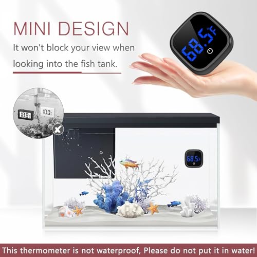 LOFICOPER LED Digital Aquarium Thermometer, Stick-on Fish Tank Thermometer with Built-in Battery, for Fish, Axolotl, Turtle, Reptiles