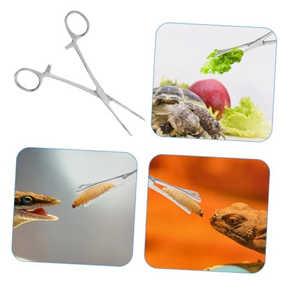 VICASKY Stainless Steel Reptile Feeding Tongs Long Tweezers Clamp for Snakes Lizards and Aquatic Plants Ergonomic Aquarium Feeding Tool for Bearded Dragons and Geckos