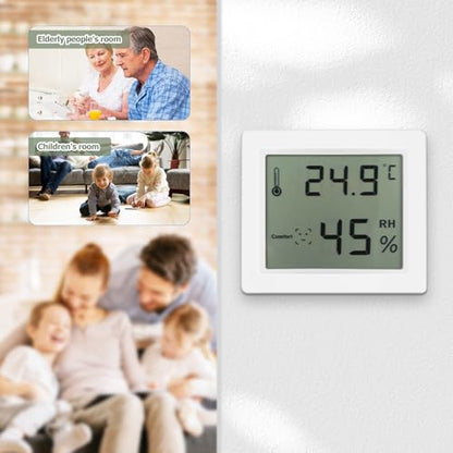 2 Pcs Digital Hygrometers with LCD Large Screen Display, Abs Material Indoor Humidity and Temperature Gauge for Daily Life Use, Compact Design Suitable for Pets, Babies,