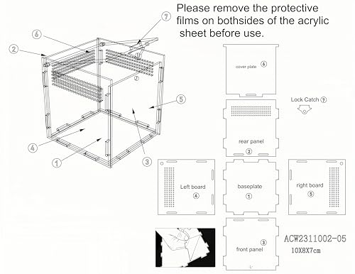 Small Acrylic Insect Terrarium – Mini Insect Enclosure for Jumping Spiders – Clear Acrylic Cage with 1mm Ventilation Holes, Easy Maintenance - size: Small Square Acrylic Terrarium