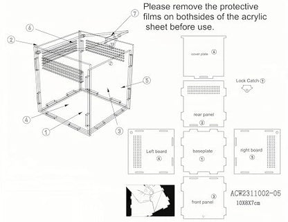 Small Acrylic Insect Terrarium – Mini Insect Enclosure for Jumping Spiders – Clear Acrylic Cage with 1mm Ventilation Holes, Easy Maintenance - size: Small Square Acrylic Terrarium