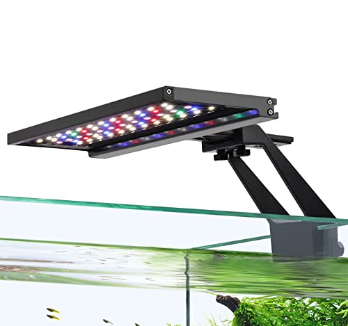 hygger Clip On Full Spectrum Aquarium LED Light, 14W Day-Night Dual Timer Sunrise-Day-Sunset-Moon Fish Tank Light, Adjustable Timer Brightness with 9 Colors for Planted Tank - size: 14W for 11~19inch long tank
