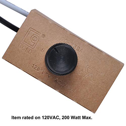 SC-239A Switch 200 Watt Manual Dimmer Replacement Kit for Wes-tek 6077B, Rotary Dimmer Switch with Knob for Incandescent/LED/Halogen Lamps