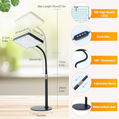 FECiDA 2026 Desk Grow Lights for Indoor Plants, Full Spectrum Tabletop Grow Lights for Seed Starting, Seedlings, Bonsai, 5 Modes 4/8/12/16/20 Hr Timer, 25 Watt Bright Enough, 16"-24" Height Adjustable - size: TableTop-1Head-25W-Timer