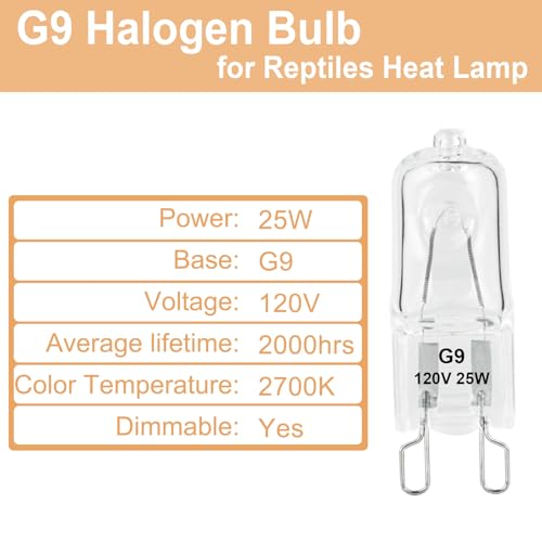 G9 Heat Lamp Bulbs for Reptile,Day White, Mini Halogen Bulb 25W, Infrared Reptile Heat Lamp for Bearded Dragon Gecko Turtle Lizard, Pack of 3 - size: 25W-Pack of 3