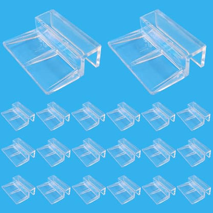 Hordion 20pcs Aquarium Lid Clip, 10mm Clear Acrylic Fish Tank Lid Holder Aquarium Glass Cover Clips for Rimless Aquarium Fish Tank - size: 10mm