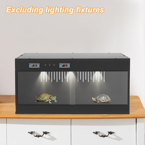 Reptile Tempered, 32x16x16 Reptile Tanks Enclosure with Glass Sliding Door and Intelligent Thermostat, Large Enclosure for Snake/Bearded Dragon (Black) - color: Black