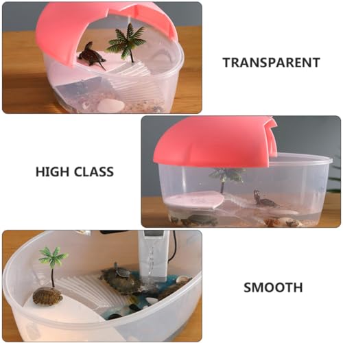 Toddmomy Plastic Turtle Habitat Tank Reptile Living Tank Turtle with Basking Platform and Swimming Area with Ventilation Holes, Convenient to Clean and Deep Enough to Prevent Escape