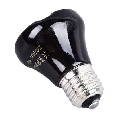 Fabater Reptile Heat Lamp, Black Ceramic Stall Effective Reptile Heat Lamp Light Bulb for Chicken for Home for Cat Bed (100w)