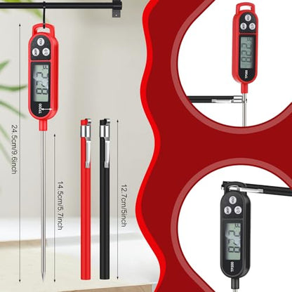 Copkim 6 Pcs Meat Food Thermometer Food with Probe Water Liquid Instant Read Digital Thermometer Kitchen Cooking Supplies for Cooking BBQ Milk Yogurt (Red,Black) - color: Red, Black